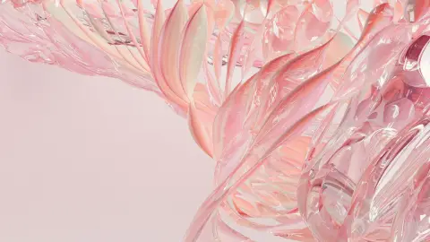 A pink translucent glass helix form