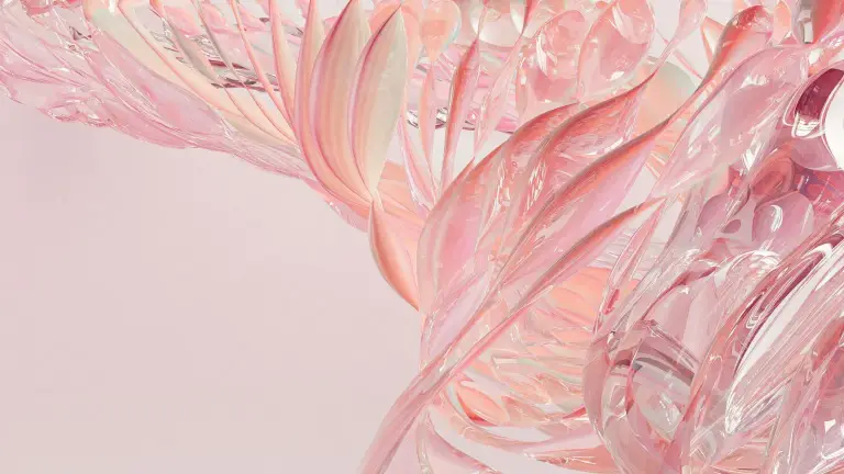 A pink translucent glass helix form