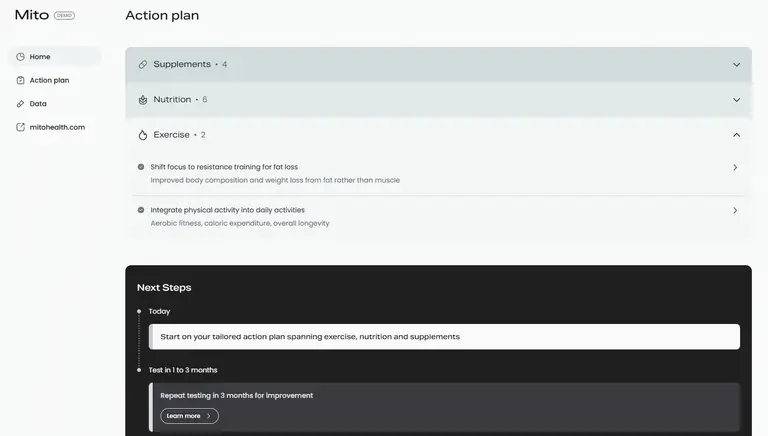 Mito Health Personalized Health Action Plan