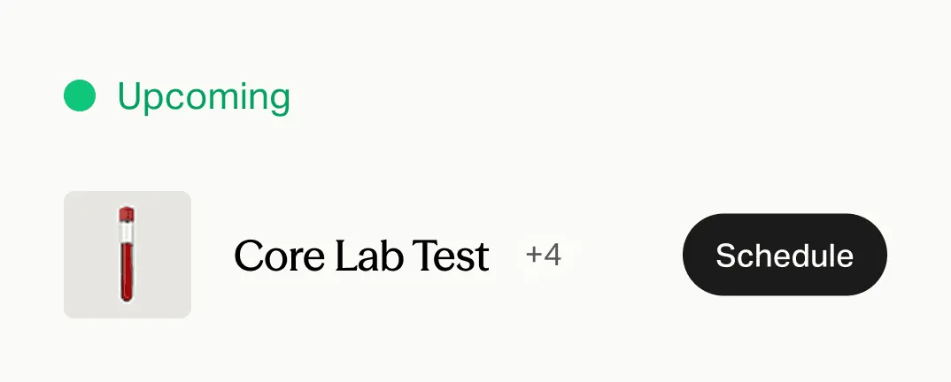 Upcoming Core Lab Test card
