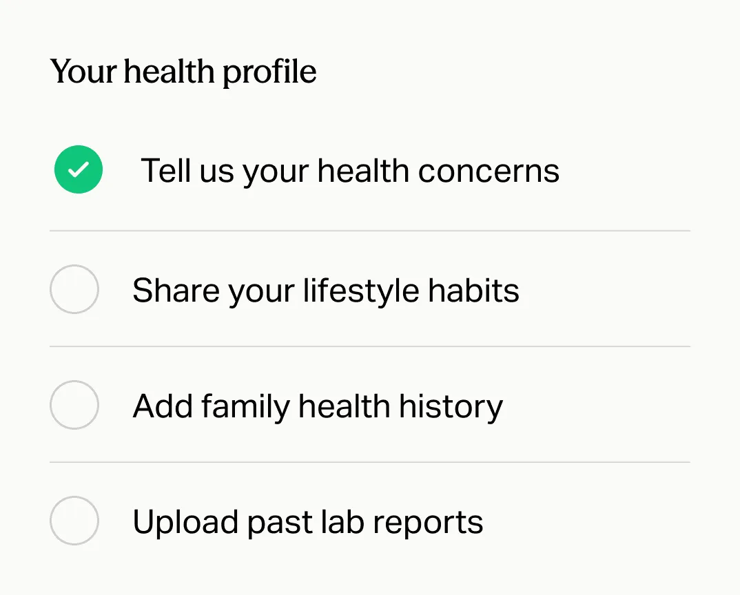 Your health profile checklist